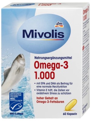 Viên uống Mivolis Omega-3 1000, Kapseln 60 St., 85 g
