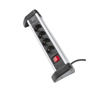 Ổ cắm điện cao cấp SILVERCREST 4 lỗ kèm 2 cổng sạc USB màu đen thumb