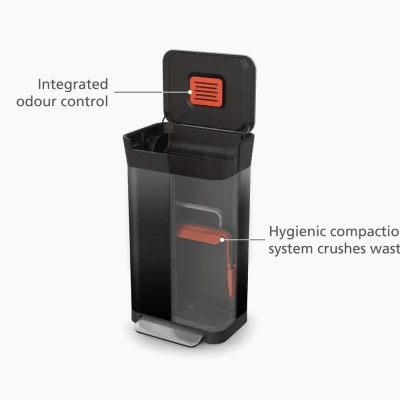 Thùng rác nén rác và khử mùi Joseph Joseph Titan 30L 30146 màu đen Carbon thumb