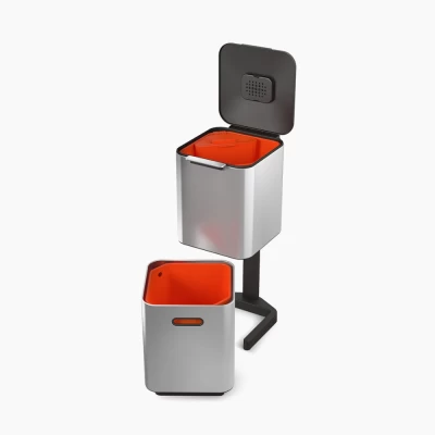 Thùng rác phân loại và khử mùi 3 ngăn Joseph Joseph Totem Compact 40L (Ssteel) 30063 thumb