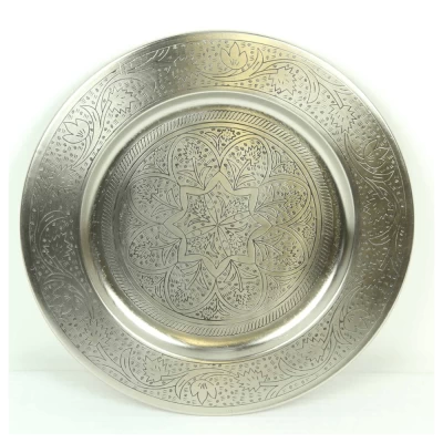 Khay trà phương Đông Handmade 50cm màu bạc thumb