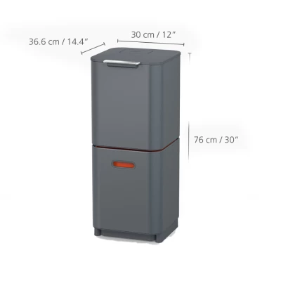 Thùng rác phân loại và khử mùi 3 ngăn Joseph Joseph Totem Compact 40L (Graphite) 30065 thumb
