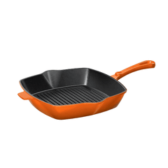 Chảo gang nướng Ernesto 25cm hình vuông màu cam