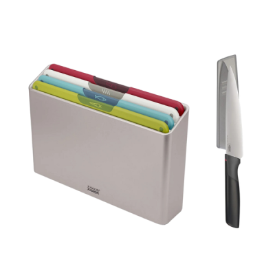 Set 4 thớt Joseph Joseph 60230 Folio kèm 1 dao nhà bếp