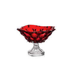 Chân bồng pha lê Bohemia Samba 30,5cm màu treasury đỏ