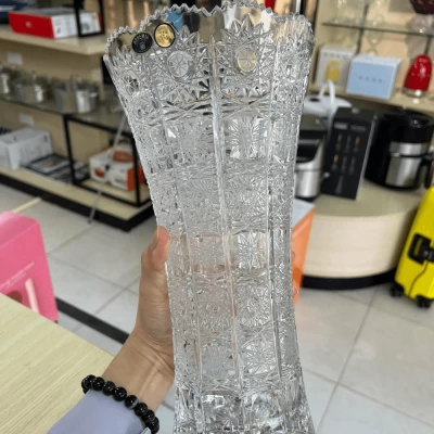 Lọ hoa pha lê mài Bohemia M57 30cm thumb
