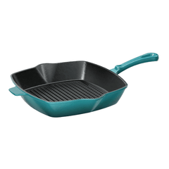 Chảo gang nướng Ernesto 25cm hình vuông màu xanh petrol