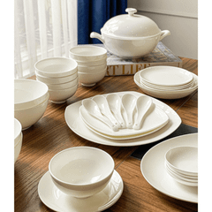 Set bát sứ Imperial 50 món trắng trơn gồm set thìa mẫu mới