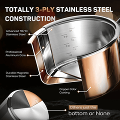 Bộ nồi inox cao cấp Ciwete 6 món màu đồng thumb