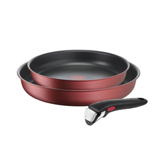 Set 2 chảo chống dính TEFAL 22 + 26cm Ingenio Daily Chef L3989622 cán rời màu đỏ