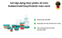 Sét hộp đựng thực phẩm 42 món Rubbermaid EasyFindLids màu Xanh Skylight - Made in USA thumb