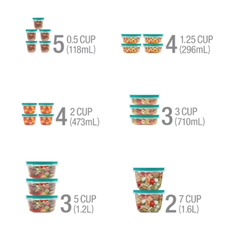 Sét hộp đựng thực phẩm 42 món Rubbermaid EasyFindLids màu Xanh Skylight - Made in USA thumb
