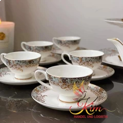 Đĩa 3 tầng bộ trà sứ xanh ngọc dây vàng Imperial London thumb