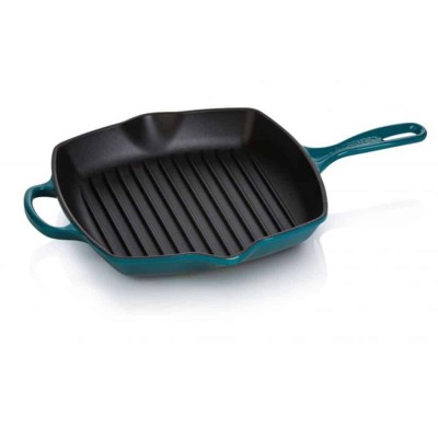 Chảo gang nướng Le Creuset hình vuông 26cm màu xanh lam Deep Teal nội địa Đức thumb
