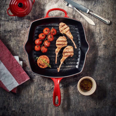 Chảo gang nướng Le Creuset hình vuông 26cm màu đỏ cheery thumb