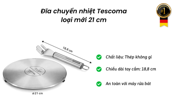Đĩa chuyển nhiệt Tescoma loại mới 21 cm nội địa Đức thumb