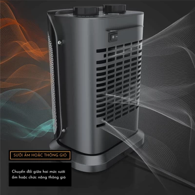 Quạt sưởi gốm Brandson 1500W màu đen bạc thumb