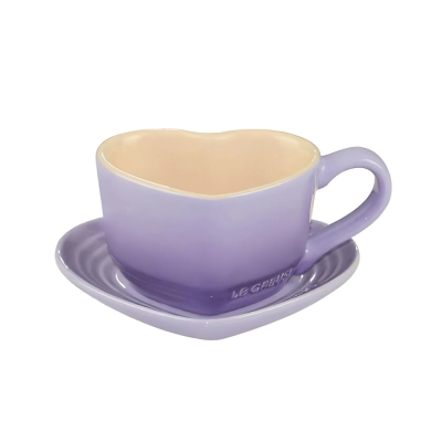 Set cốc trái tim kèm đĩa lót Le Creuset màu tím