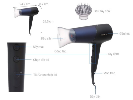Máy sấy tóc Philips series 5000 BHD510/00 2300W thumb