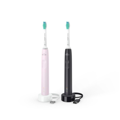 Set 2 bàn chải điện Philips HX3675/15 series 3100 màu hồng và đen thumb