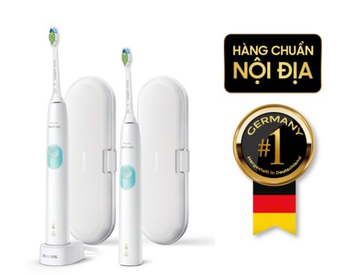 Set 2 bàn chải điện Philips Sonicare ProtectiveClean 4300 HX6807/35 màu trắng kèm hộp đựng du lịch thumb