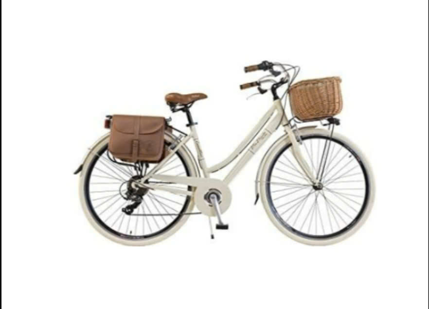 Xe đạp Retrò Dame Aluminium Weiß màu trắng (giỏ mây)
