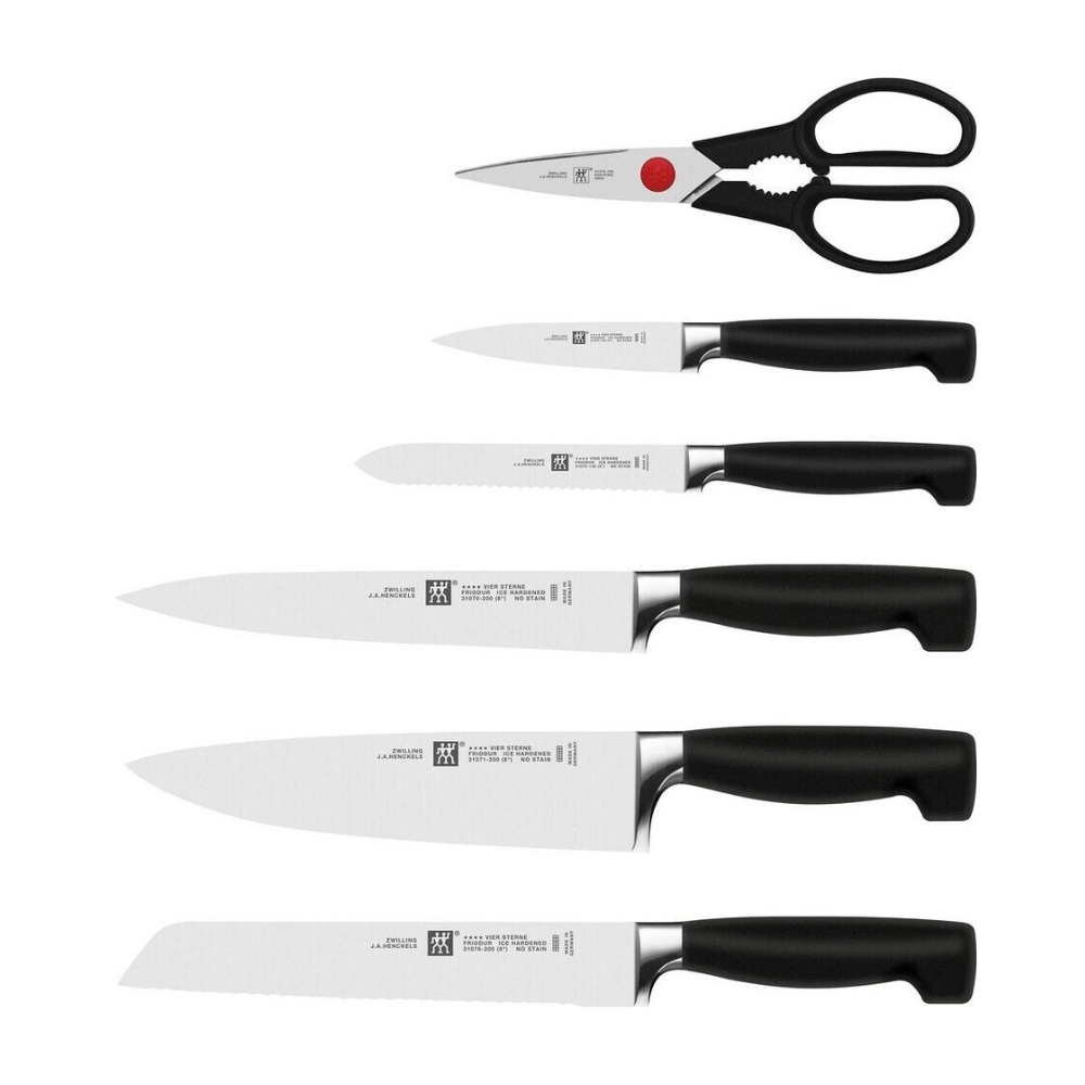 Bộ dao Zwilling Vier Sterneset 7 món tự mài Made in Germany (màu nâu)