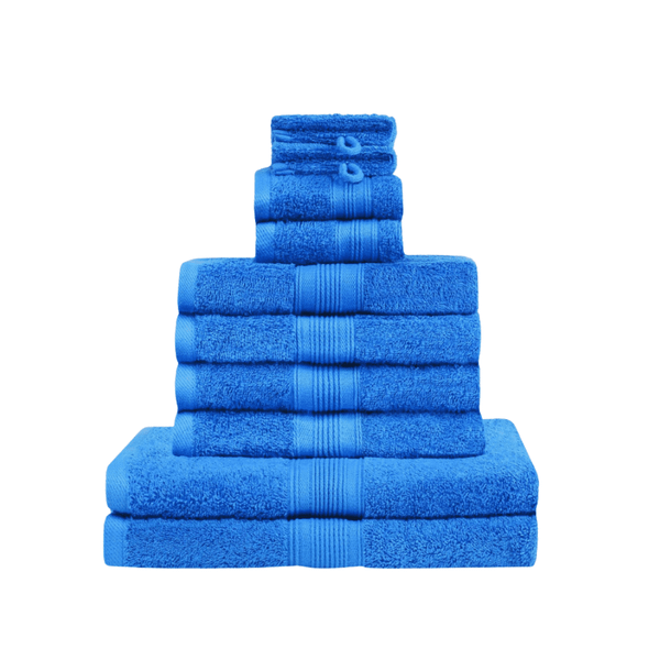 Bộ Khăn Tắm chất lượng cao GREEN MARK Textilien 10 chiếc màu xanh blue
