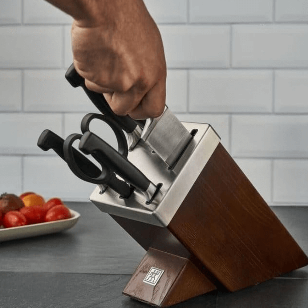 Bộ dao Zwilling Vier Sterneset 7 món tự mài Made in Germany (màu nâu)