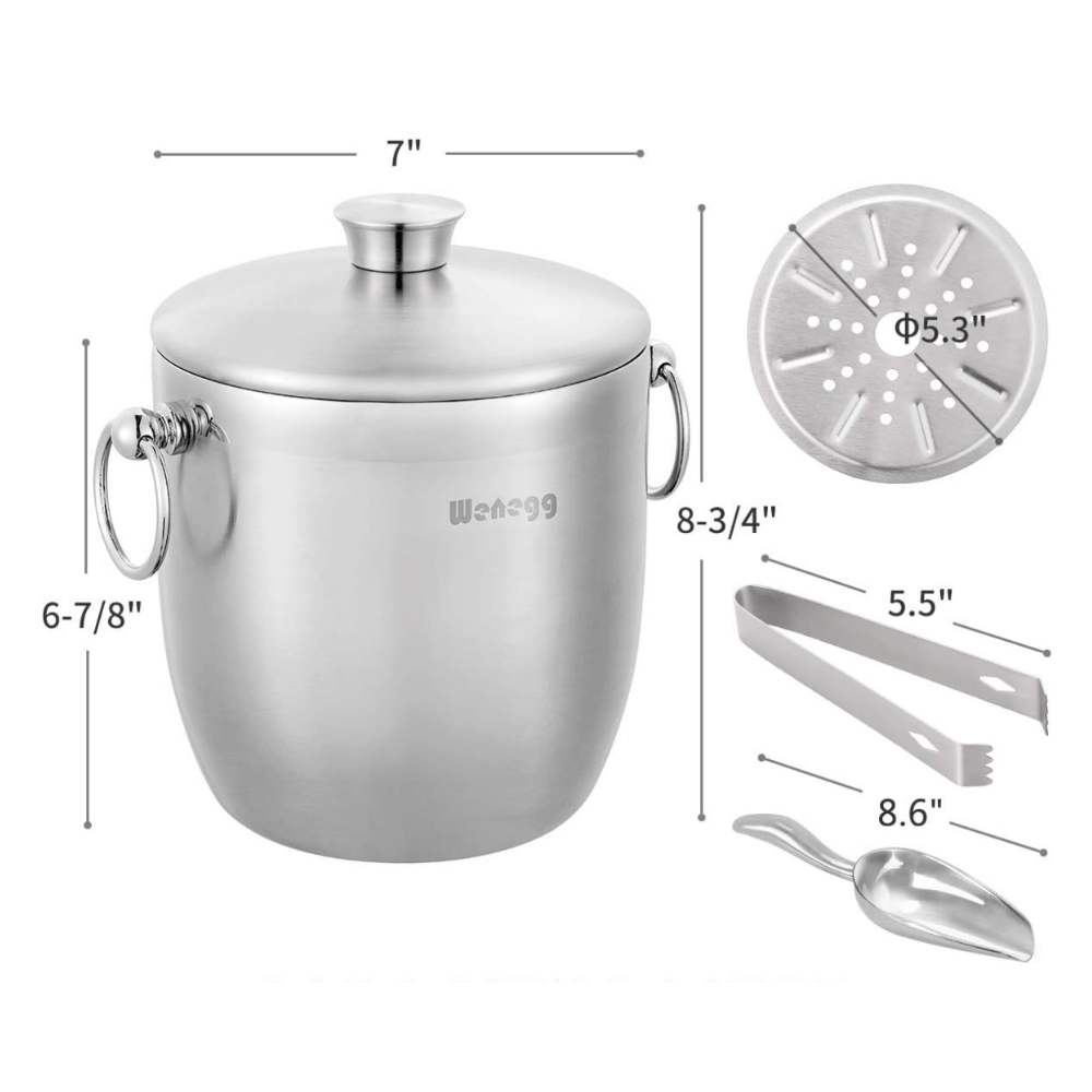 Xô đá ủ lạnh rượu Wenegg 3L màu bạc
