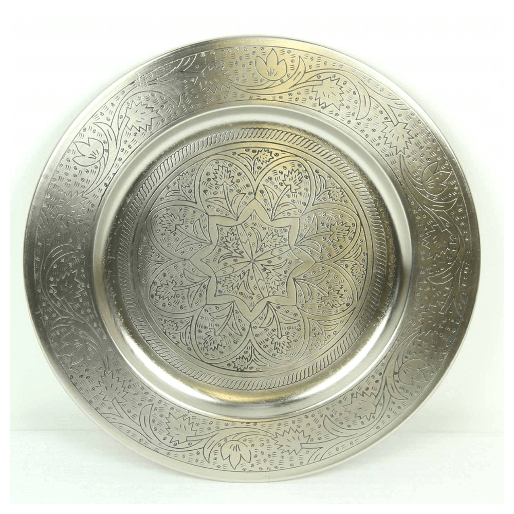 Khay trà phương Đông Handmade 50cm màu bạc