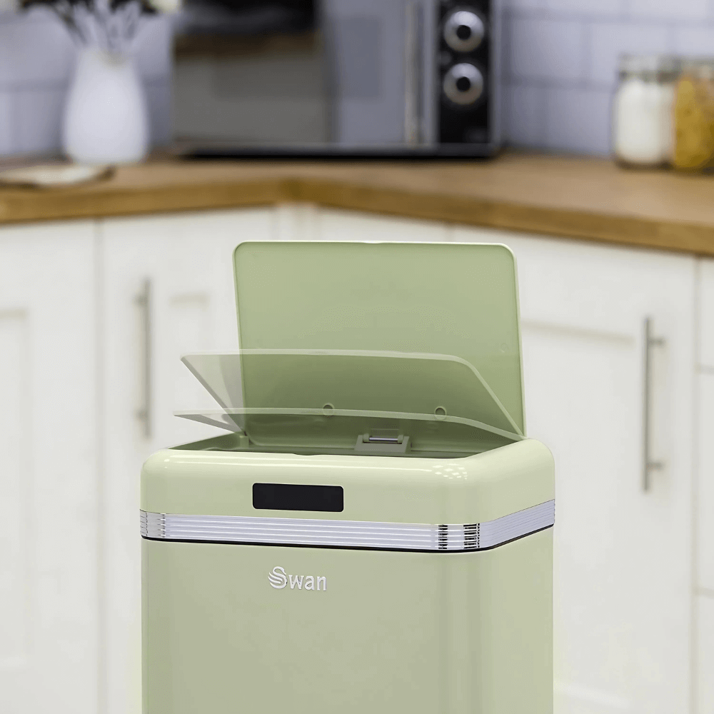 Thùng rác cảm ứng 45L SWAN màu xanh Green