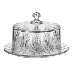 Đĩa pha lê Bohemia tulip có nắp 23cm