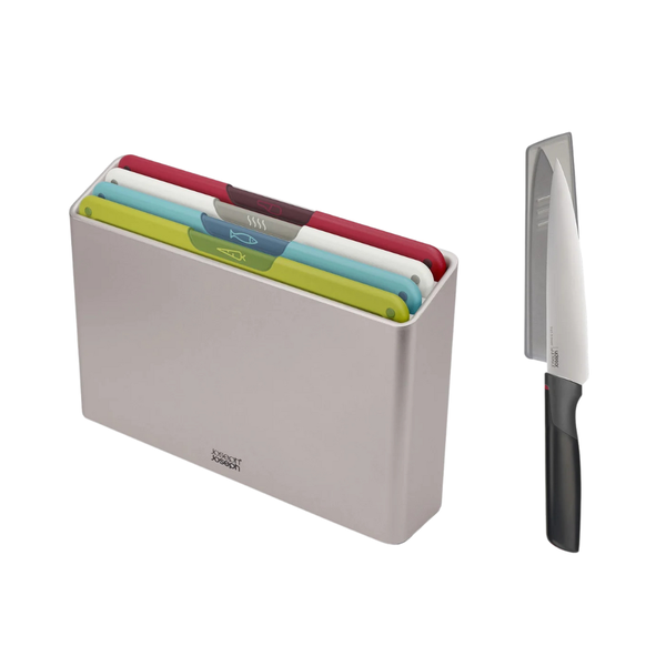 Set 4 thớt Joseph Joseph 60230 Folio kèm 1 dao nhà bếp