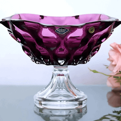 Chân bồng pha lê Bohemia Samba màu hồng 30,5cm