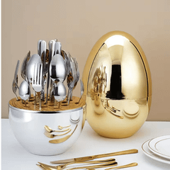 Set dao thìa dĩa quả trứng KELLER Germany 24 món màu bạc