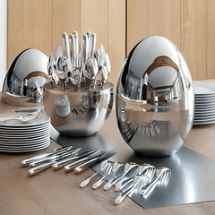 Set dao thìa dĩa quả trứng KELLER Germany 24 món màu bạc