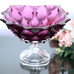 Chân bồng pha lê Bohemia Samba màu hồng 30,5cm