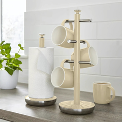 Cây treo cốc và dụng cụ để giấy đứng Swan Retro màu kem