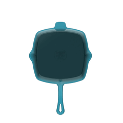 Chảo gang nướng Ernesto 25cm hình vuông màu xanh petrol