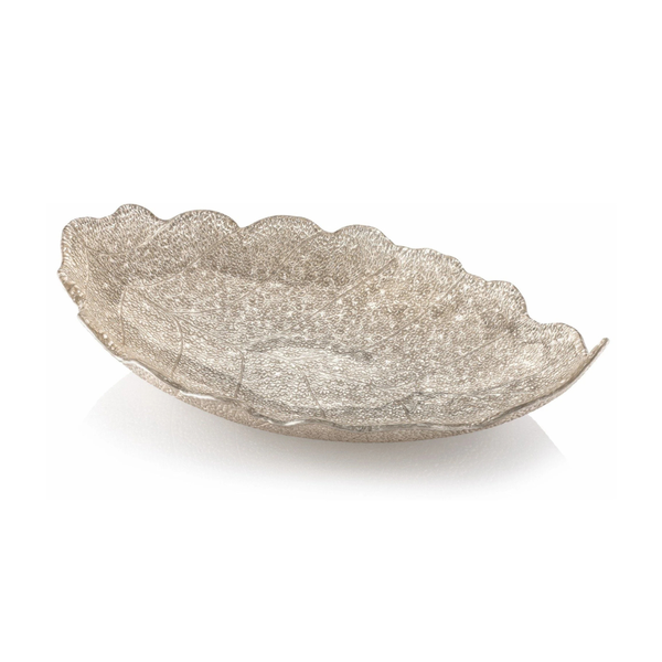 Đĩa Centrepiece Madagascar Beige Glitter 42x28cm IVV