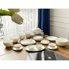 Set bát sứ Imperial 50 món trắng trơn gồm set thìa mẫu mới