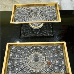 Chân bồng chữ nhật khảm vàng Arcade 34cm