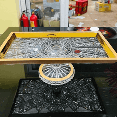 Chân bồng chữ nhật khảm vàng Arcade 34cm