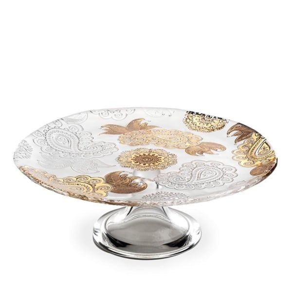 Đĩa chân đế Pashmina Clear Gold 30cm IVV