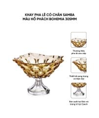 Chân bồng pha lê Bohemia samba màu vàng 30,5cm