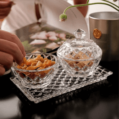 Set hũ đựng đường, bánh kẹo pha lê 3 món BOHEMIA Crystal (1 đĩa + 2 thố)