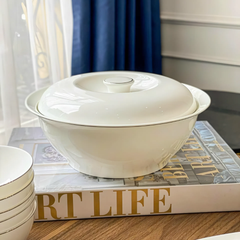 Set bát sứ Imperial 50 món trắng viền bạc gồm set thìa chi tiết mới đĩa vuông