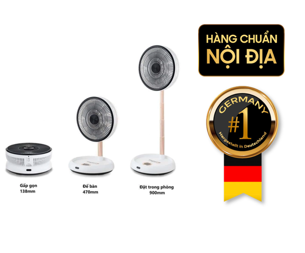 Quạt gấp gọn tích điện thông minh Elegant Germany nội địa Đức