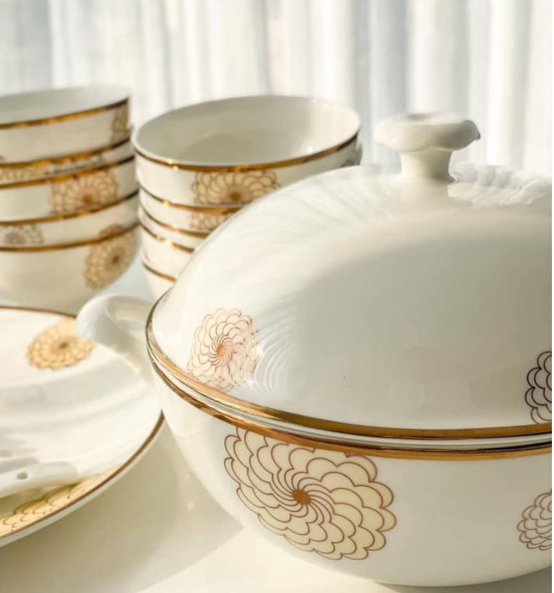 Set bát sứ Imperial 50 món hoa đồng tiền